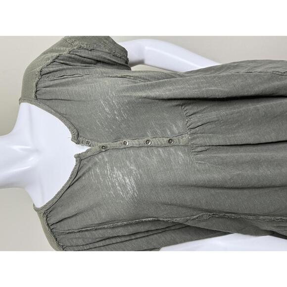 FREE PEOPLE Aster Henley Oversized Top Size Xs - Olive Green- - Picture 2 of 4